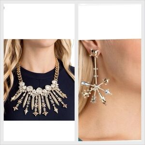 Swarovski Odyssey Collection Necklace,Matching Two Way Earrings NWT  BOX Gold